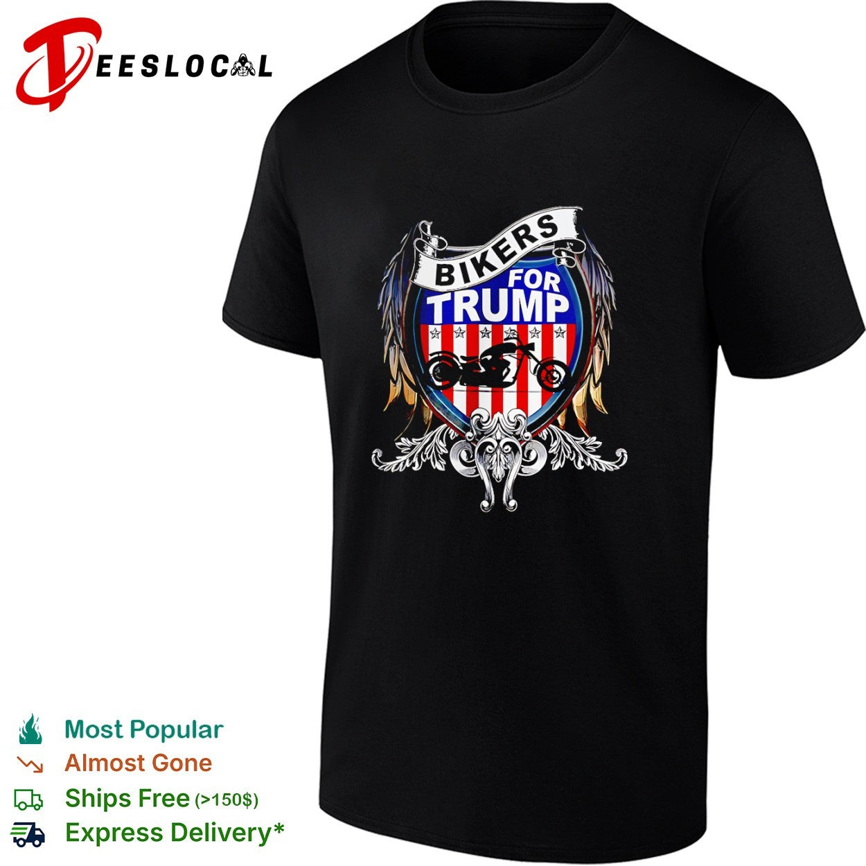 Bikers for Trump motorcycle shield shirt