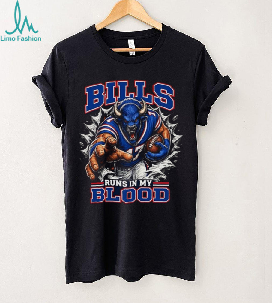 Bills Football Runs In My Blood Vintage Retro Sports Fan Apparel For Men Women Shirt