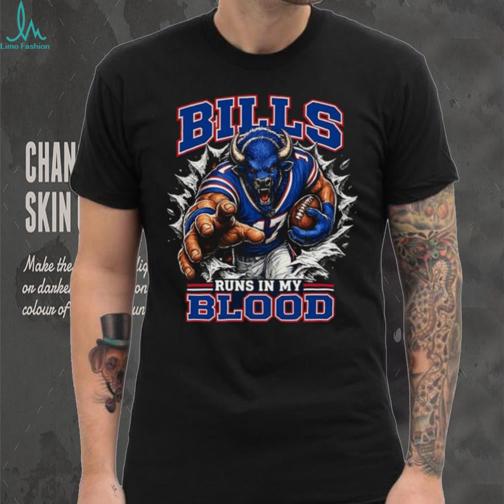 Bills Football Runs In My Blood Vintage Retro Sports Fan Apparel For Men Women Shirt