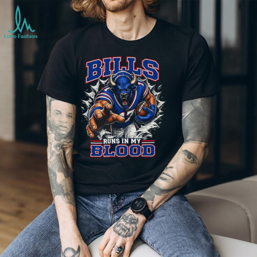 Bills Football Runs In My Blood Vintage Retro Sports Fan Apparel For Men Women Shirt