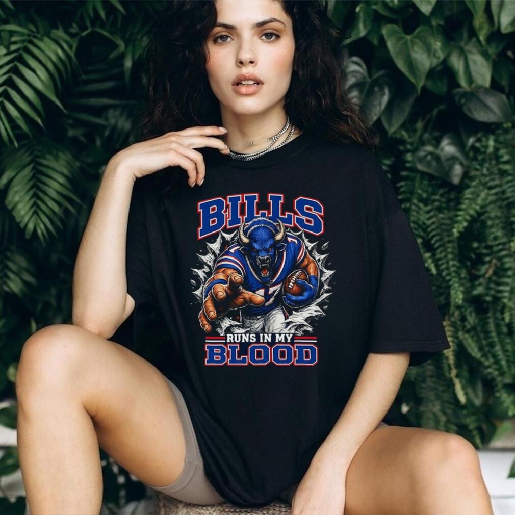 Bills Football Runs In My Blood Vintage Retro Sports Fan Apparel For Men Women Shirt