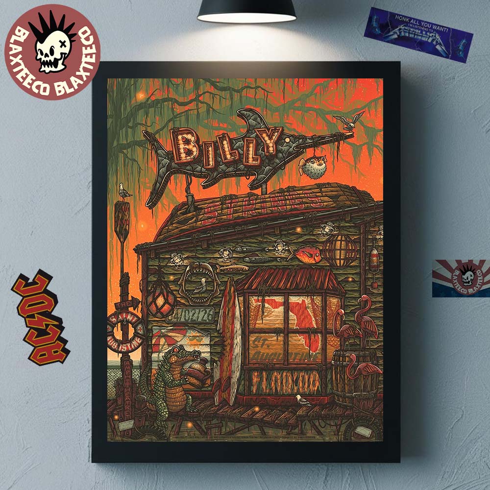 Billy Strings Spring St. Augustine Florida 2026 Night 1 Gig Poster At The St. Augustine Amphitheatre On April 2 2026 Poster Canvas