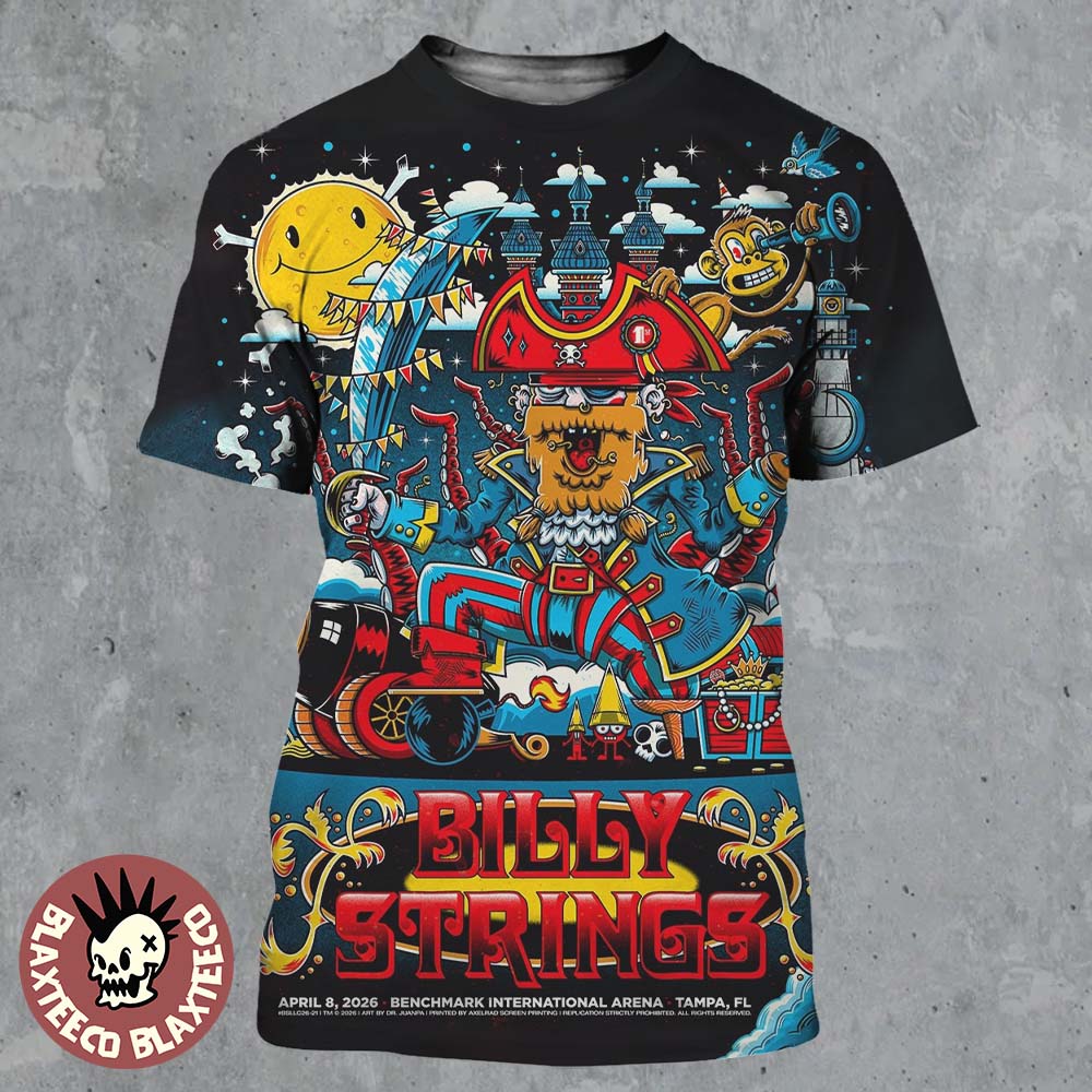 Billy Strings Tampa Florida 2026 Merch Gig Poster At Benchmark International Arena On April 8 2026 The Pirate Art All Over Print Shirt