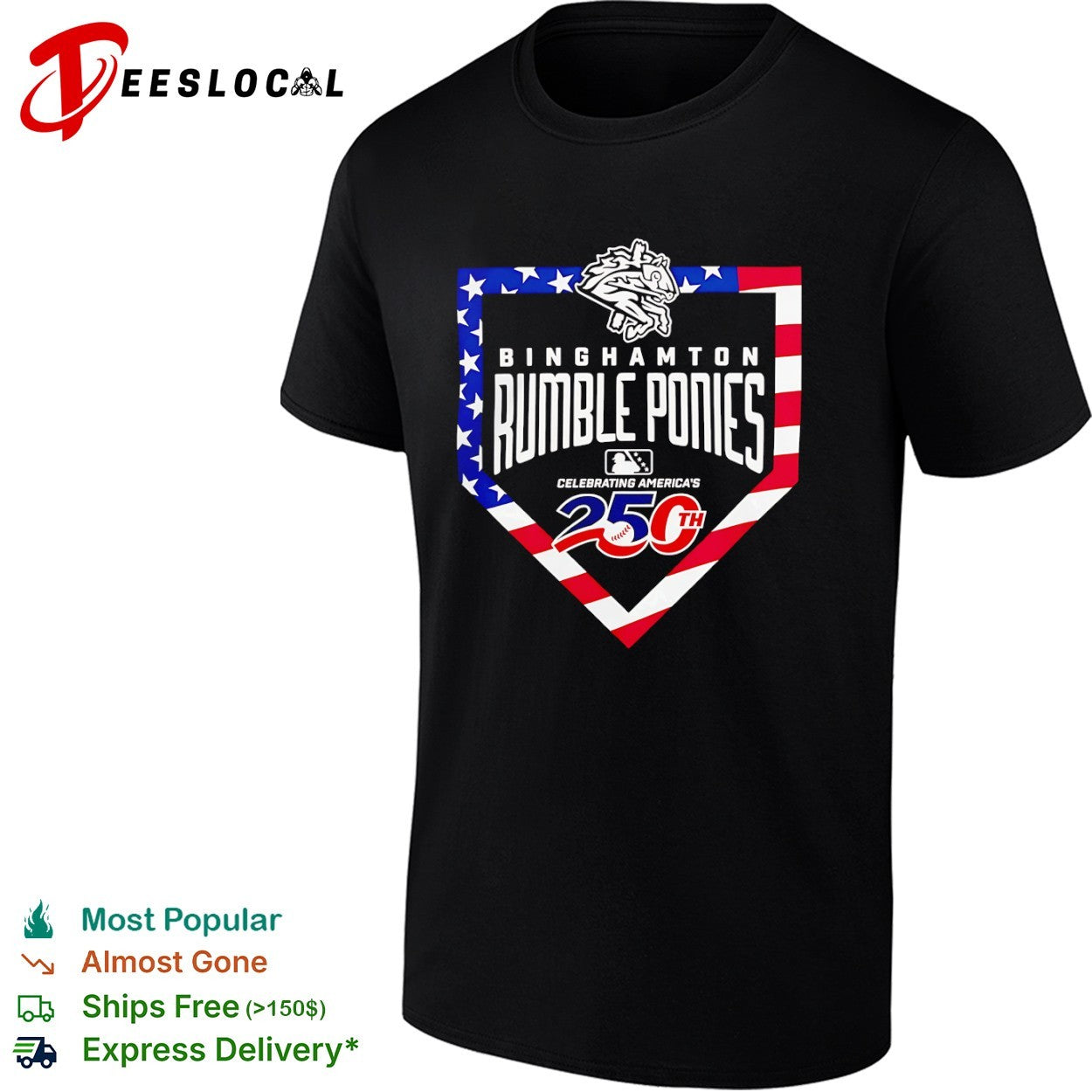 Binghamton Rumble Ponies Celebrating America’s 250th Anniversary Baseball Shirt