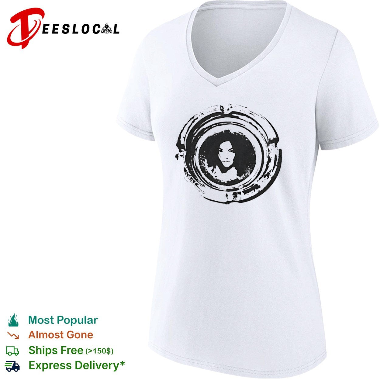 Bjork Portrait in Circular Stamp shirt