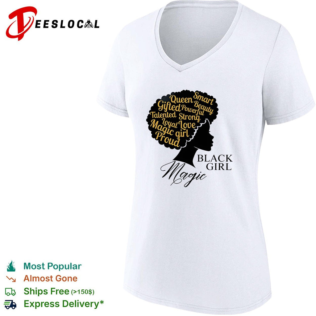 Black girl magic woman silhouette afro shirt