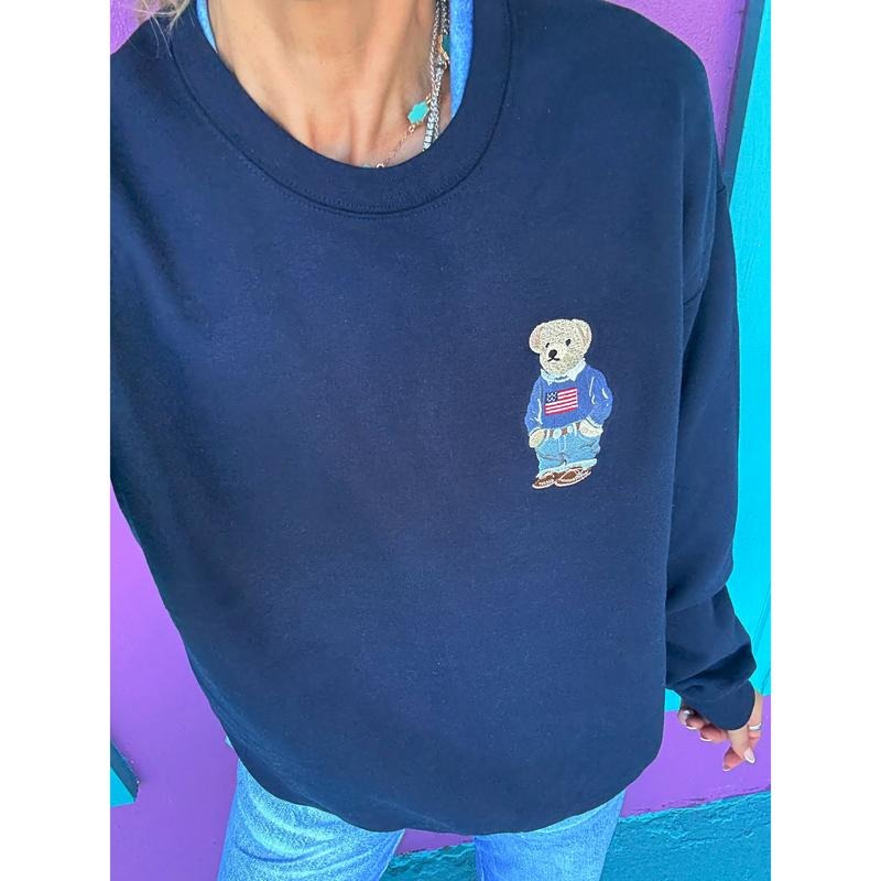 Blake the Bear Navy Embroidered Sweatshirt T-Shirts, Hoodie | PodTeesHub.com