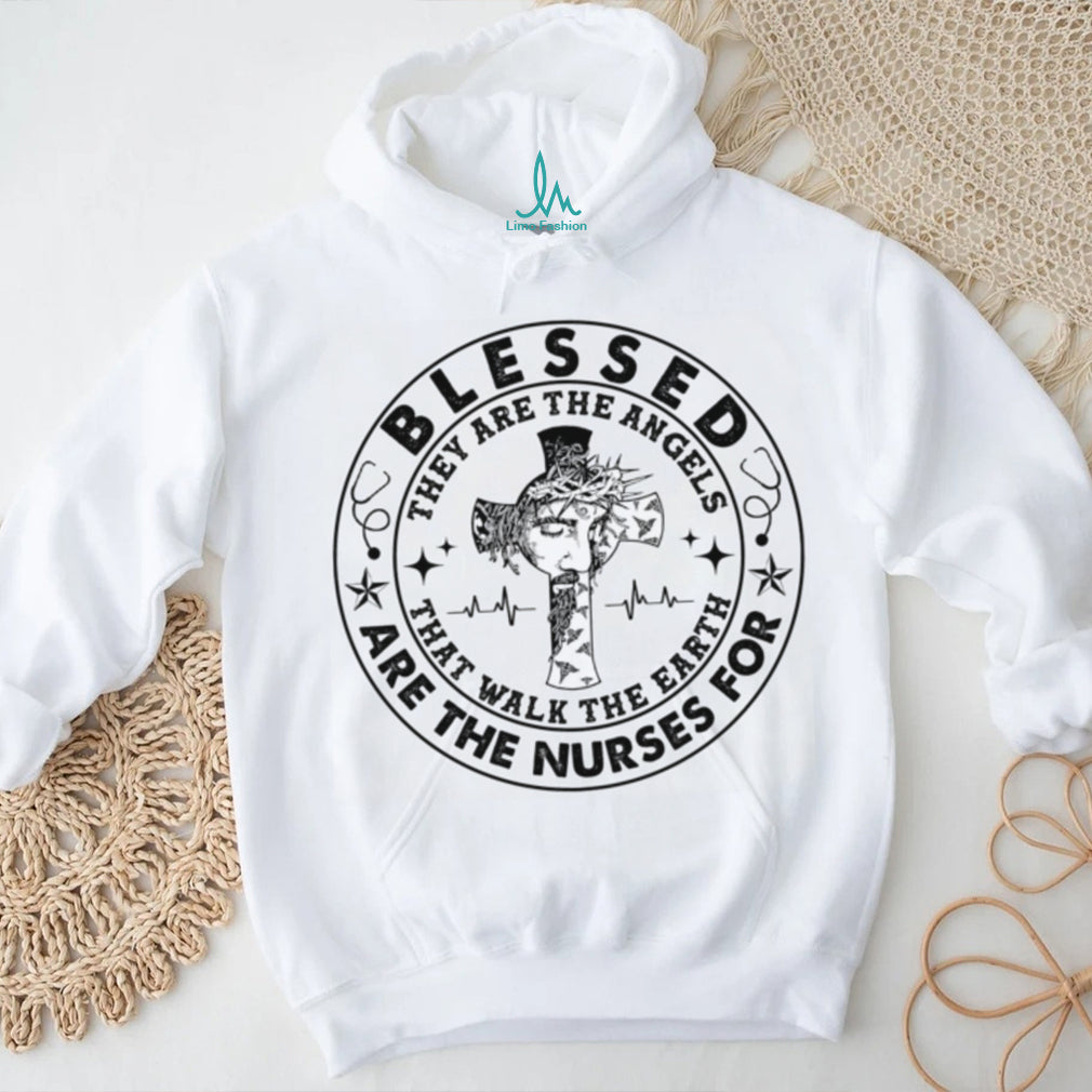 Blessed Are The Nurses Angels Faith Cross Medical Shirt