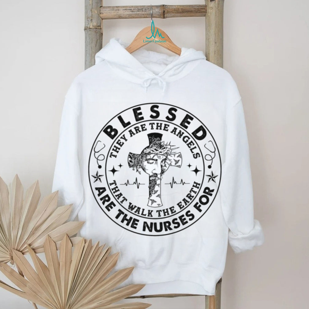 Blessed Are The Nurses Angels Faith Cross Medical Shirt