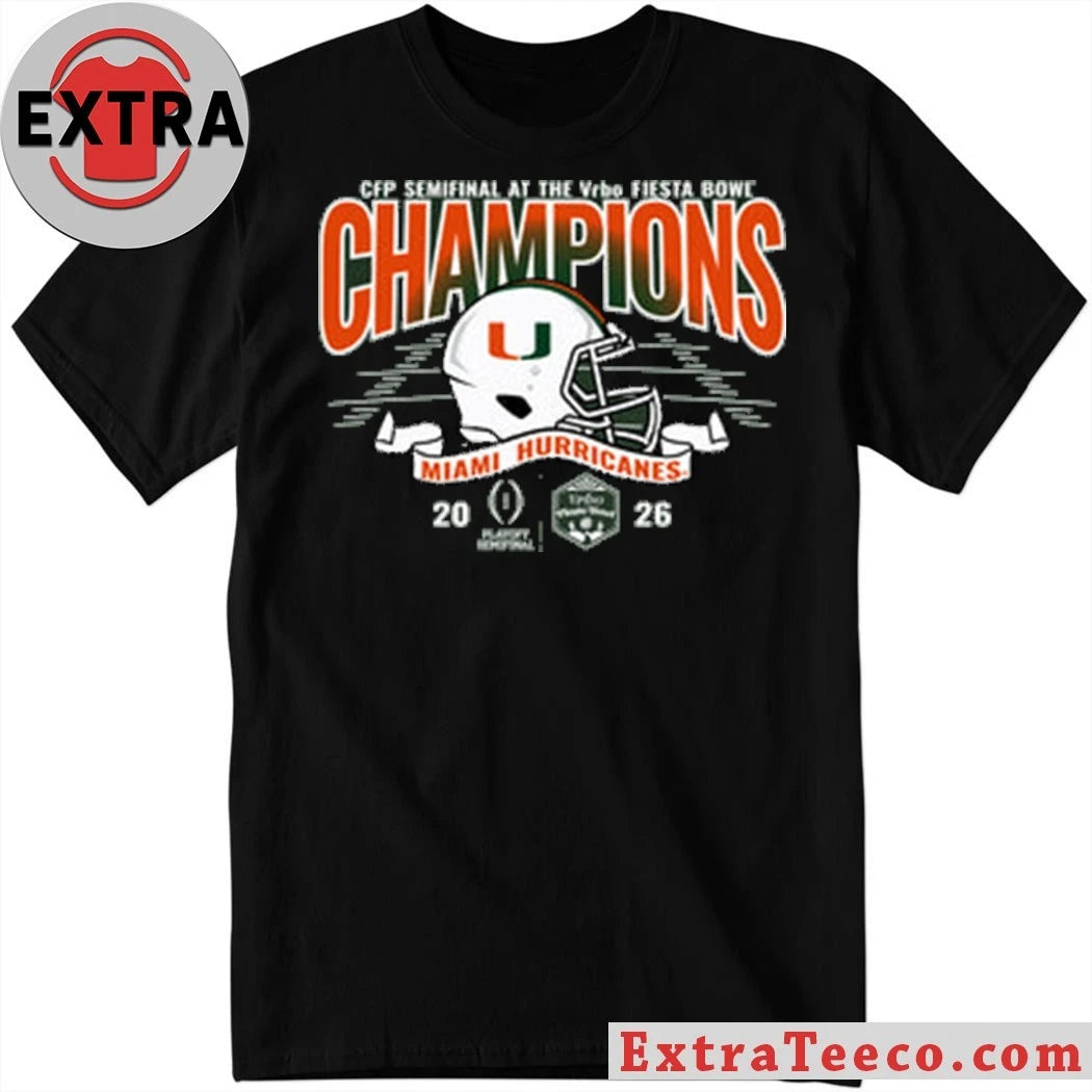 Blue 84 Miami 2026 VRBO Fiesta Bowl Champions Helmet And Logo Shirt