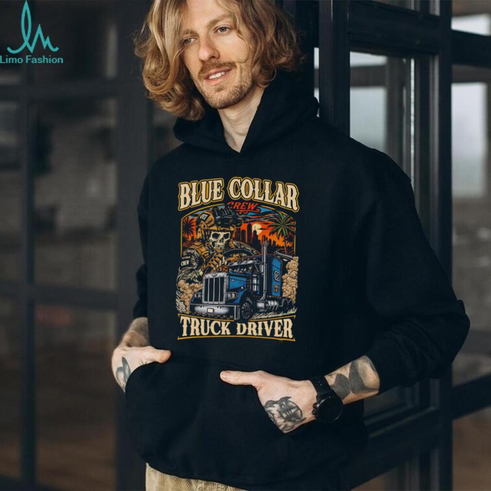 Blue Collar Crew Truck Driver Skull Heavy Duty T Shirt