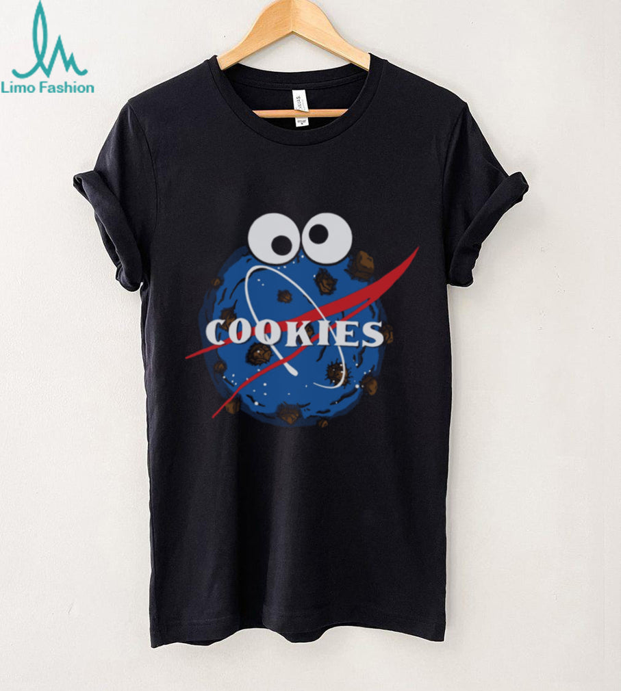 Blue Cookie Monster Space NASA Logo Parody Graphic T Shirt