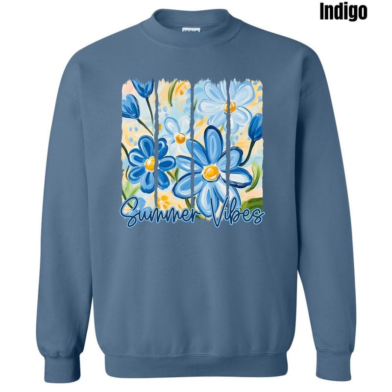 Blue Flower Summer Vibes Sweatshirt 'NLB' T-Shirts, Hoodie | PodTeesHub.com