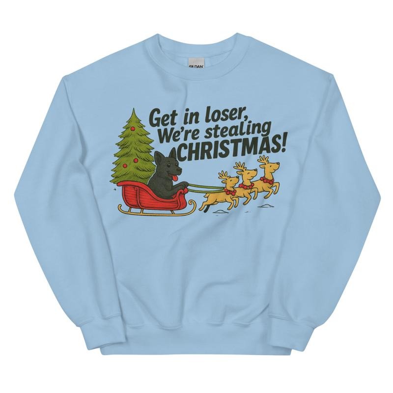 Blue Pitbull Stealing Christmas Sweatshirt - Unisex Apparel Relaxed Fit Printed In The USA Clothing Womenswear Casual...