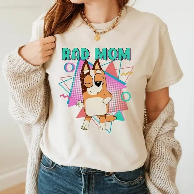 Bluey Cutest Mom Retro Happy Mothers Day Unisex Classic Tshirt, Bluey Mom Shirt, Best Mom Ever Tee, Gift For Her, Mothers...