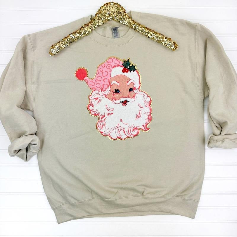 Blushing Santa Patch Sweatshirt -- SAND T-Shirts, Hoodie | PodTeesHub.com