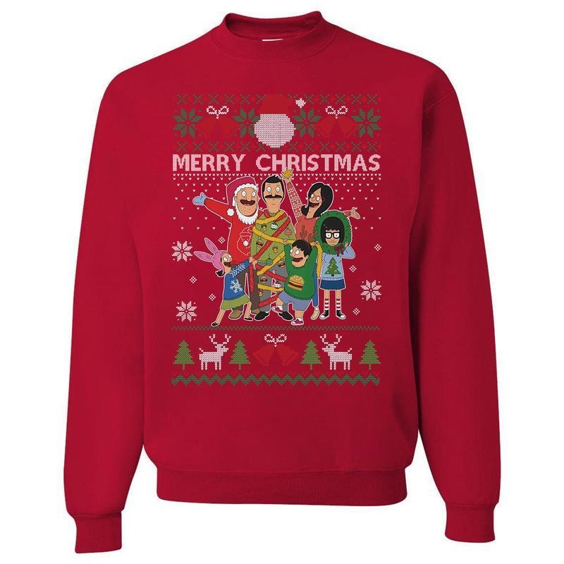 Bob'S Burgers Family Ugly Merry Christmas 2025 Sweatshirt, Bob'S Burgers Holiday Movie Sweater, Perfect Xmas Gift, Gift...