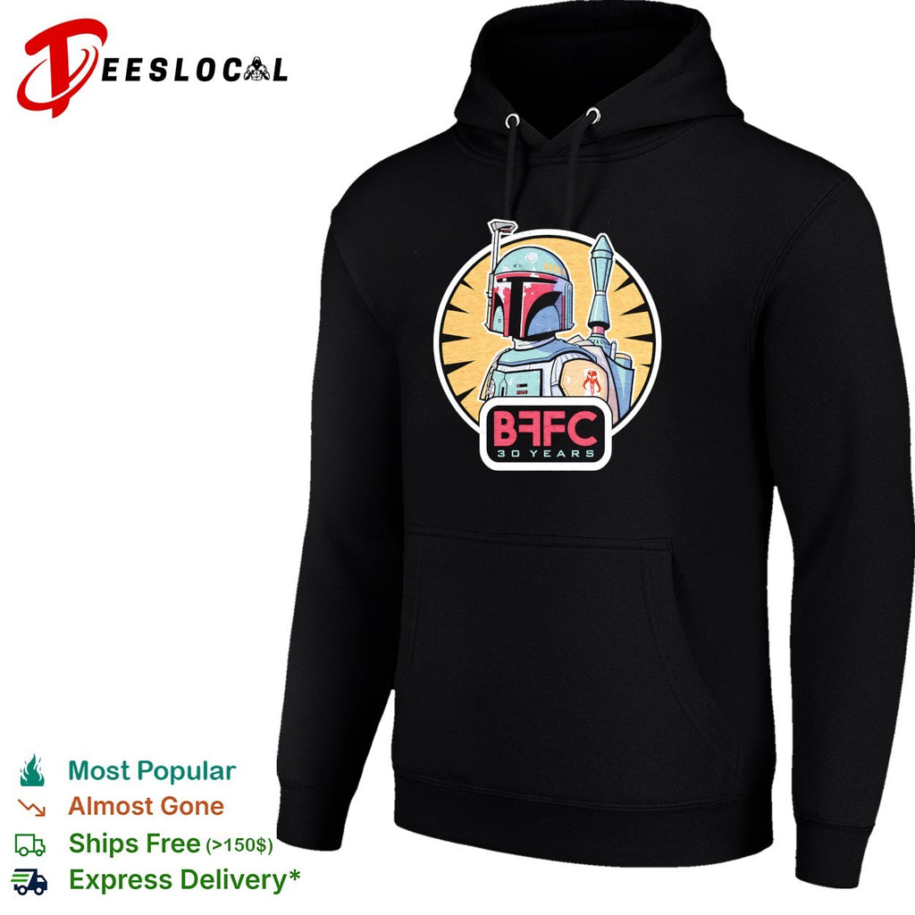 Boba Fett Mandalorian armor BFFC 30 years anniversary badge shirt