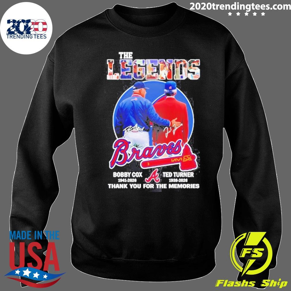 Bobby Cox And Ted Turner Atlanta Braves The Legends Thank You For The Memories Signatures Shirt