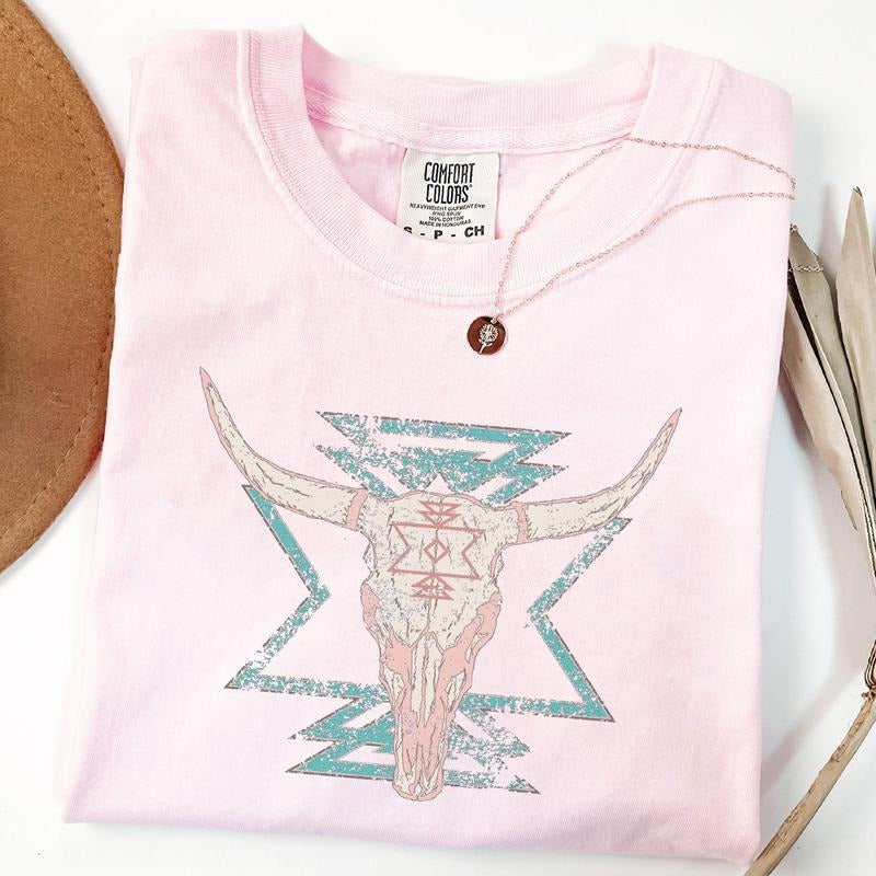 Boho Cow Skull Shirt, Western Graphic Tee, Bull Skull Shirt, Cowgirl T-shirt, Country Shirt, Cowboy Shirt, Country Girl...