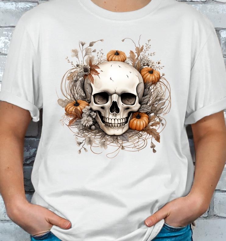 Boho Fall Halloween Skull T-shirt Hoodie, Sweatshirt | PodTeesHub.com
