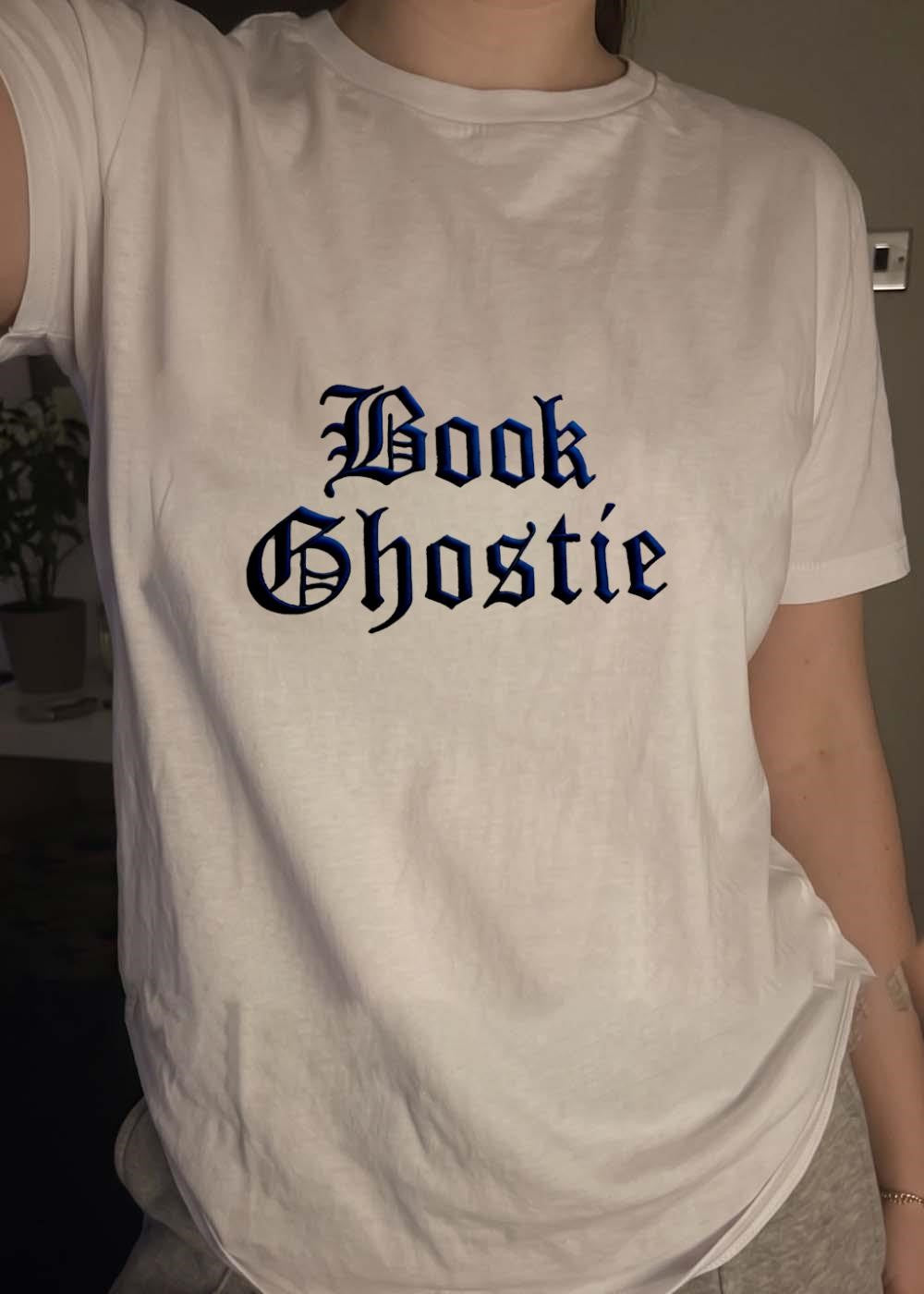 Book Ghostie Embroidered Book Lover T-Shirt