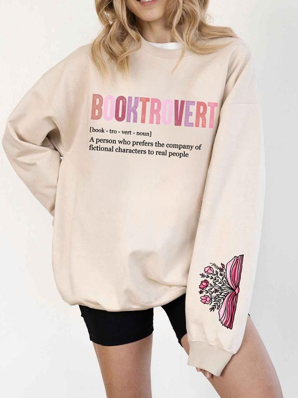 Book Lover Casual Cozy Sweatshirt - "Booktrovert" Literary Definition Graphic Top T-Shirts, Hoodie | PodTeesHub.com