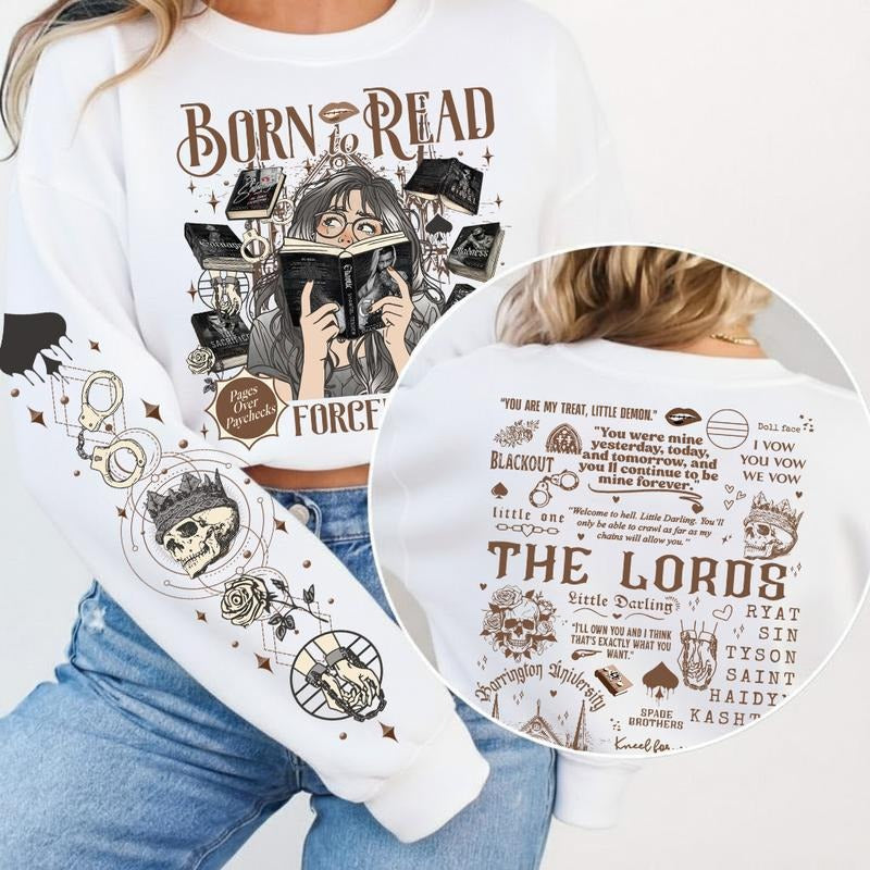 Born To Read Forced To Work Sweatshirt, The LORDS Series Hoodie, Chaotic Book Crewneck, Shantel Tessier Sweater, Smut...