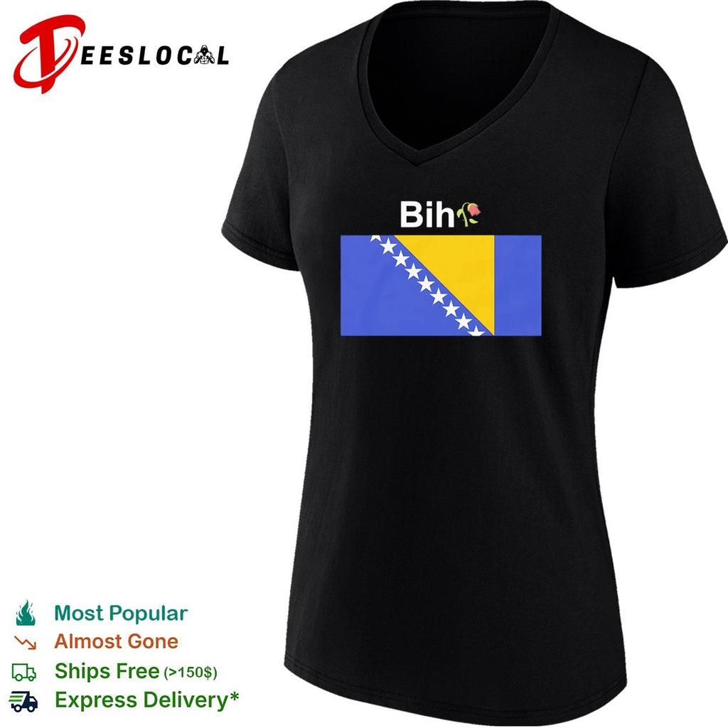 Bosnia Bih flag rose shirt