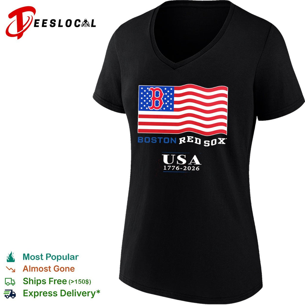 Boston Red Sox USA 1776 2026 American Flag Logo MLB Baseball shirt