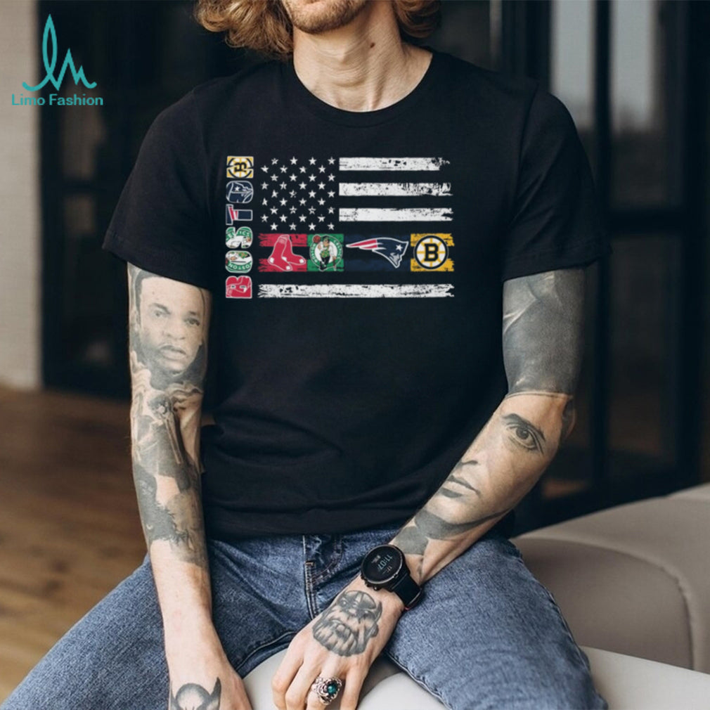 Boston Sports Teams American Flag Distressed Shirt