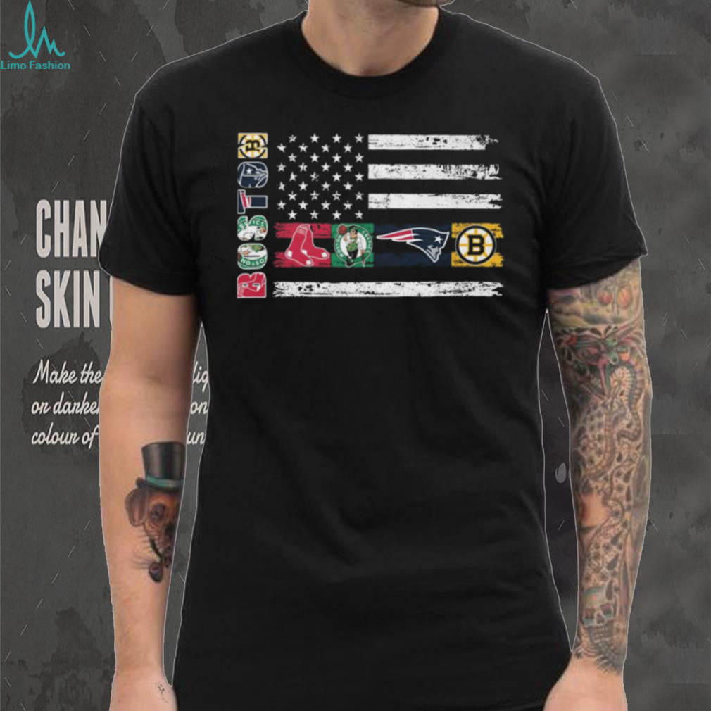 Boston Sports Teams American Flag Distressed Shirt
