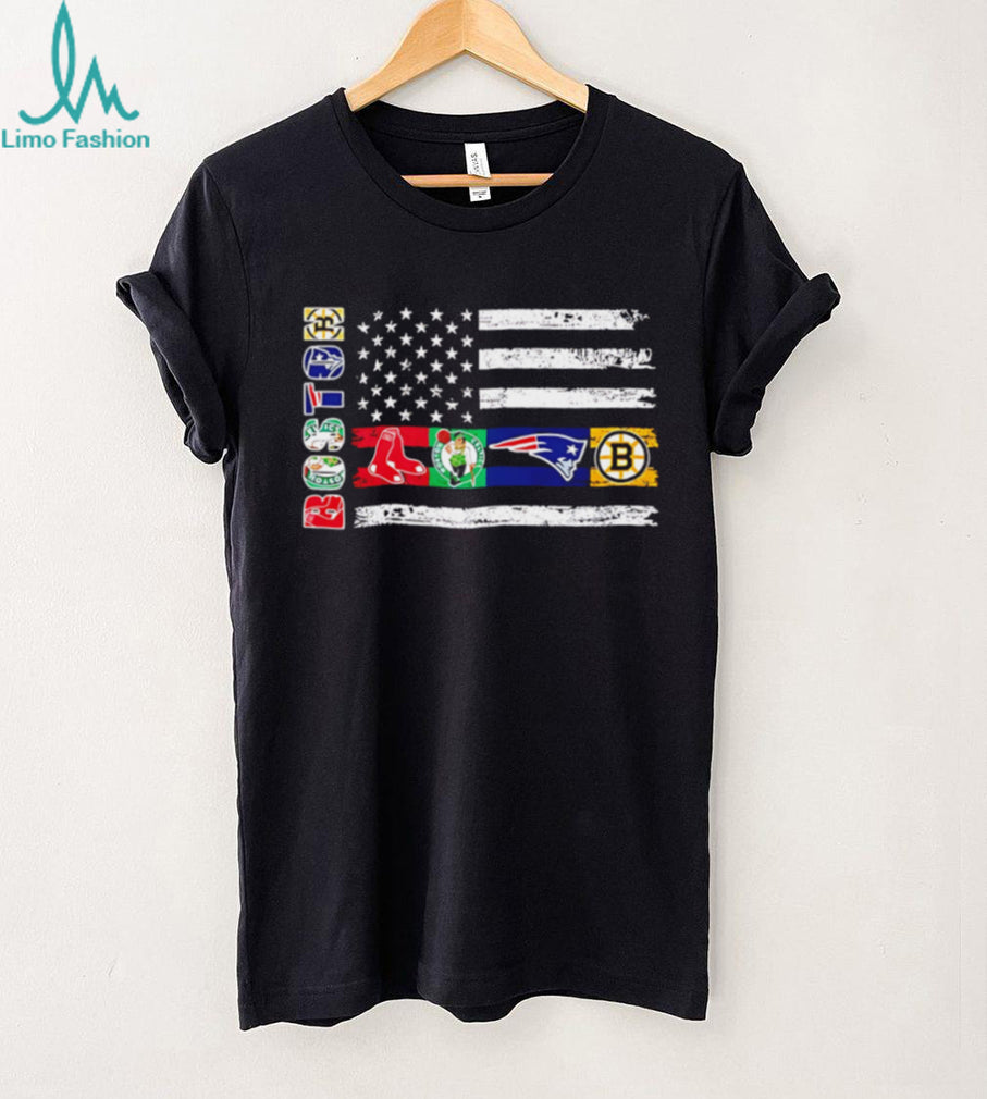 Boston Sports Teams American Flag Distressed T Shirt