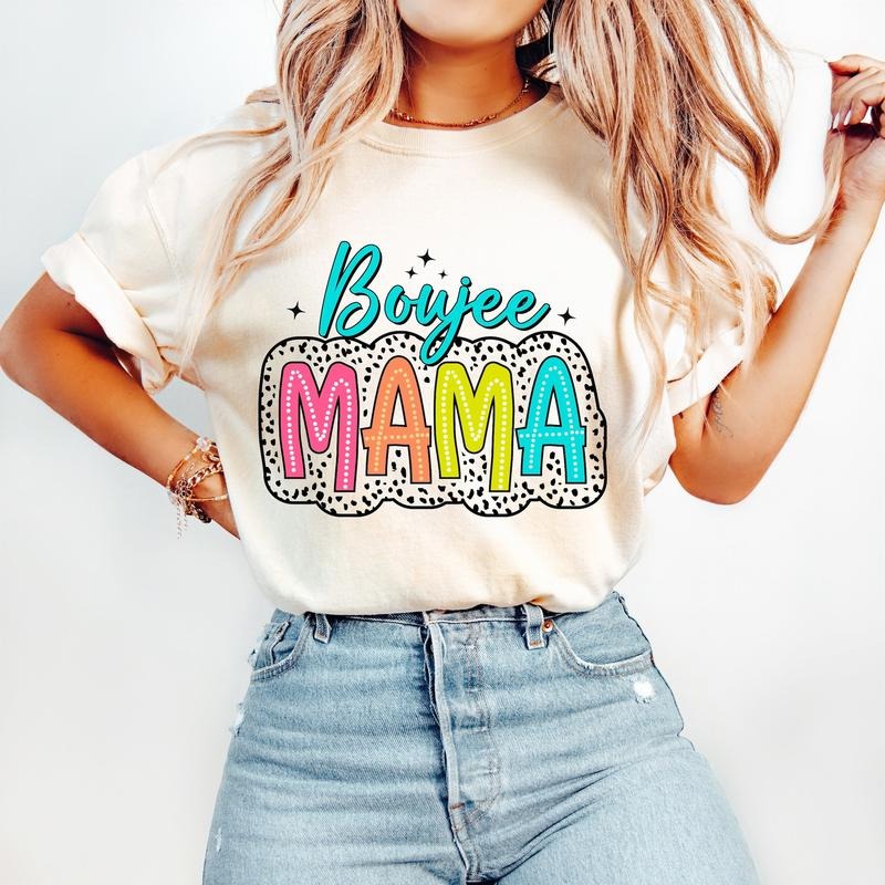 Boujee Mama T-Shirt, Dalmatian Dots T-Shirt, Bright Doodle, Trendy Mom T-Shirt, Mama Shirt DTF Hoodie, Sweatshirt