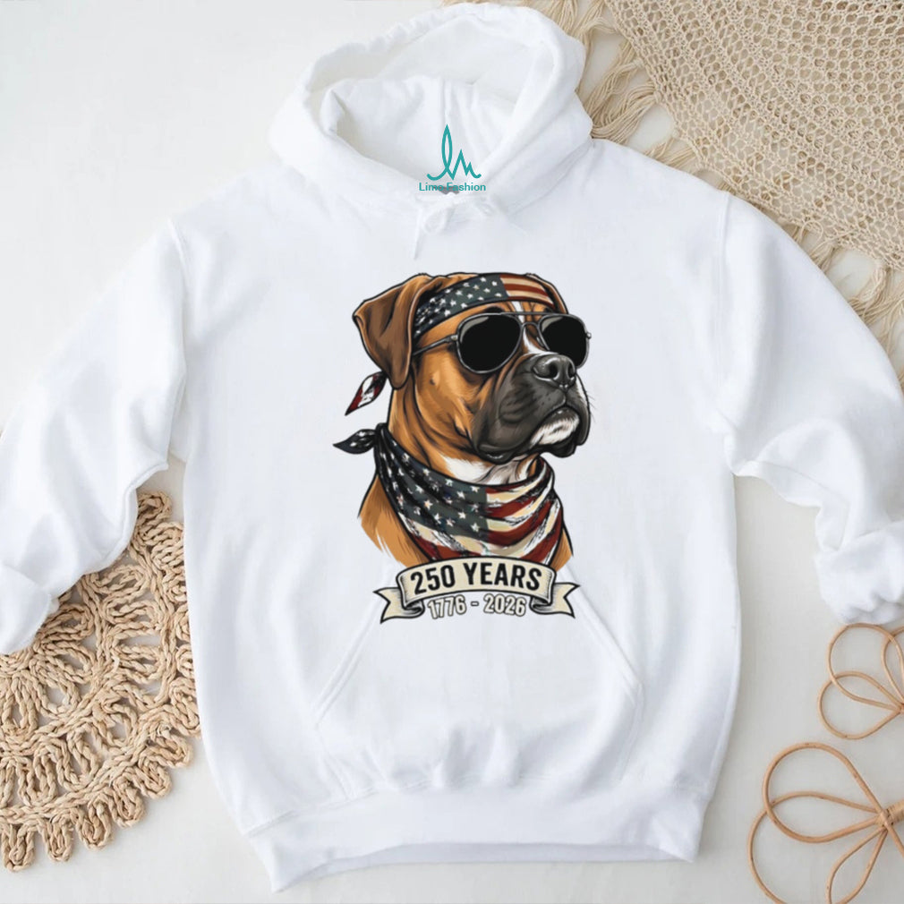 Boxer Dog 250 Years American Flag Sunglasses T Shirt