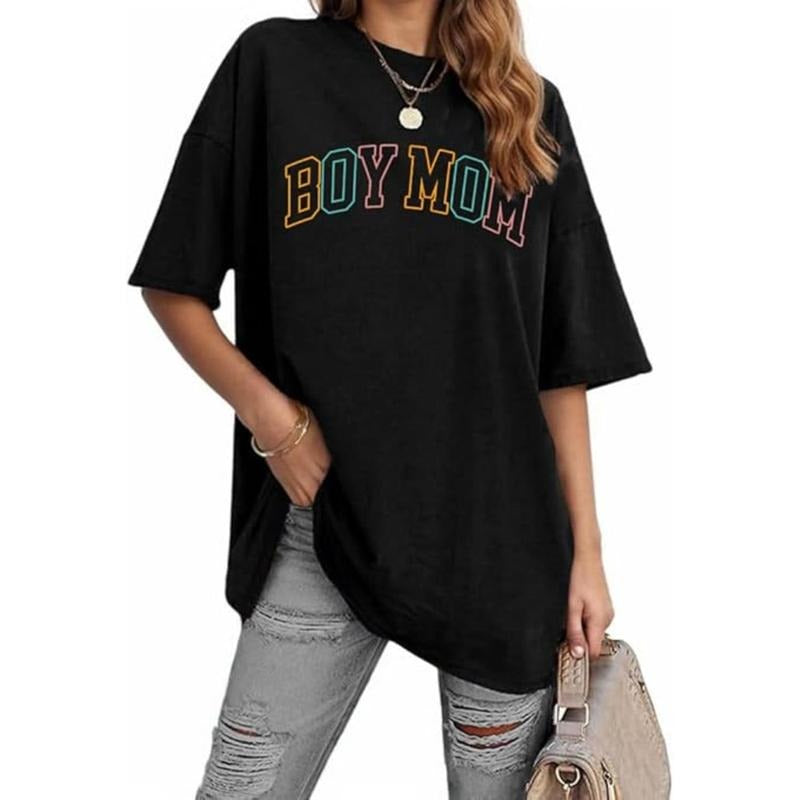 Boy Mom Shirt for Women Oversized Mama Tshirt Mom Lift T-Shirt Gift for Mom Casual Tee Tops Hoodie, Sweatshirt