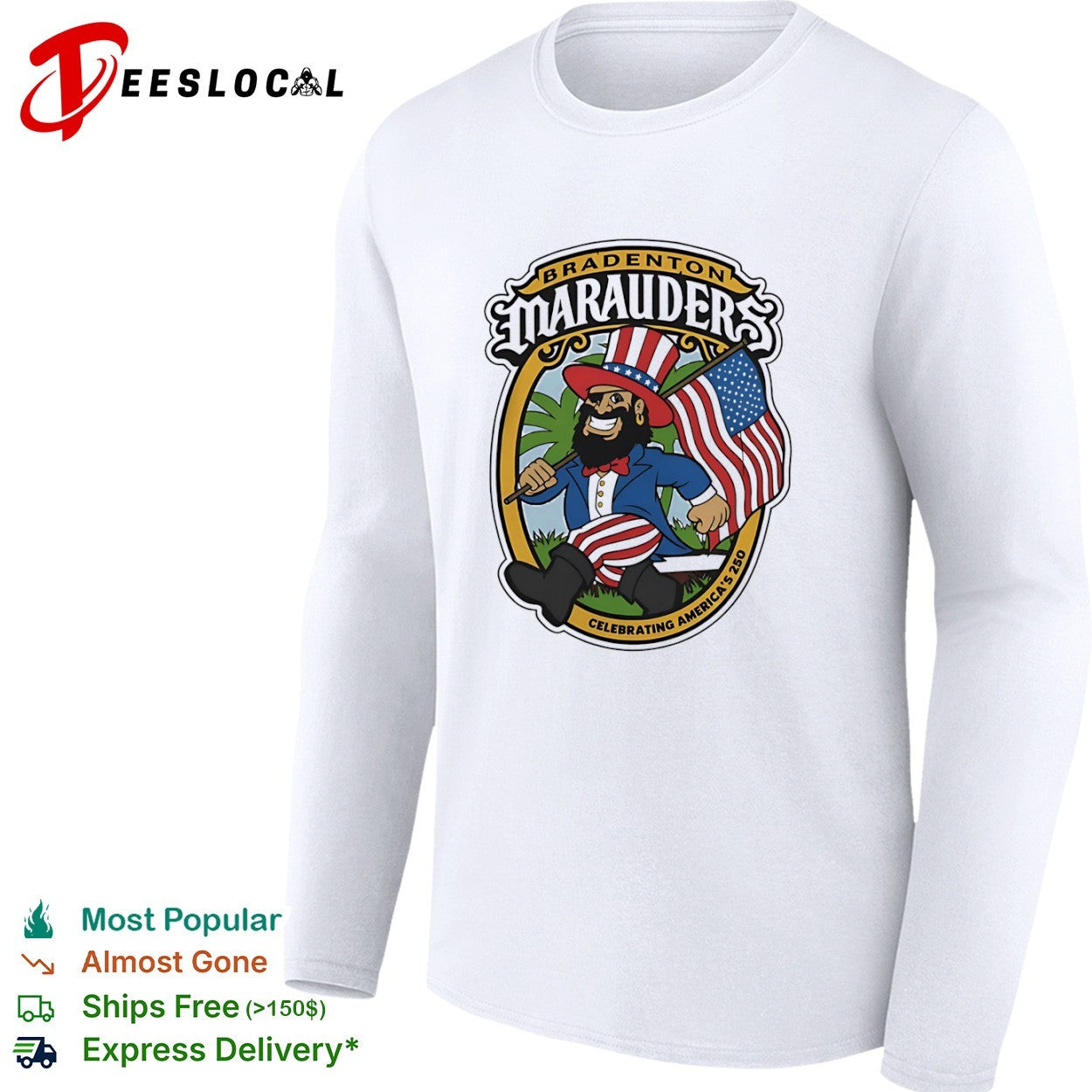Bradenton Marauders Celebrating Americas 250 Uncle Sam Mascot shirt