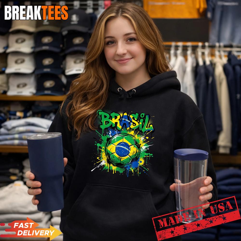 Brazil Football Soccer Player Flag Graffiti Father’s Day Shirt