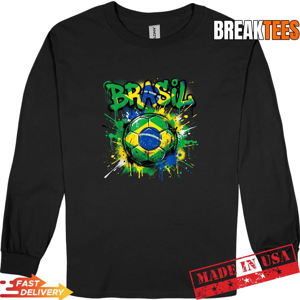 Brazil Football Soccer Player Flag Graffiti Father’s Day Shirt