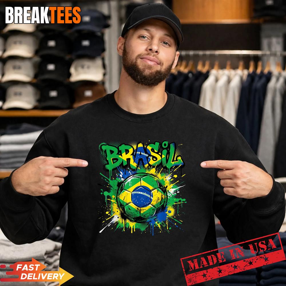 Brazil Football Soccer Player Flag Graffiti Father’s Day Shirt