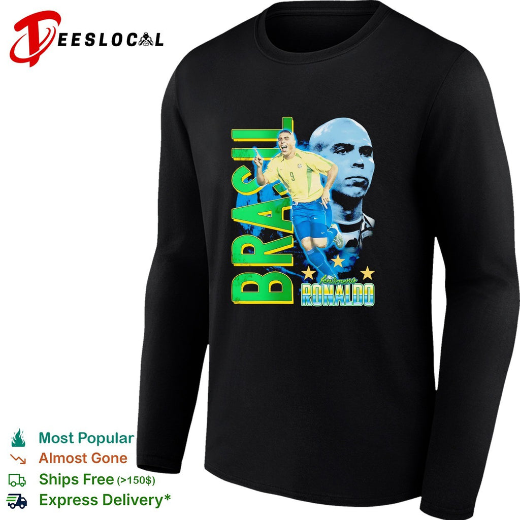 Brazil Ronaldo Fenomeno number 9 running collage shirt