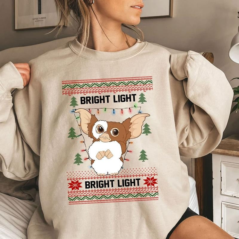 Bright Light Shirt, Gizmo Ugly Christmas Shirt, Funny Christmas Party Tee, Old Movie Ugly Sweater, Unisex Shirt Hoodie,...