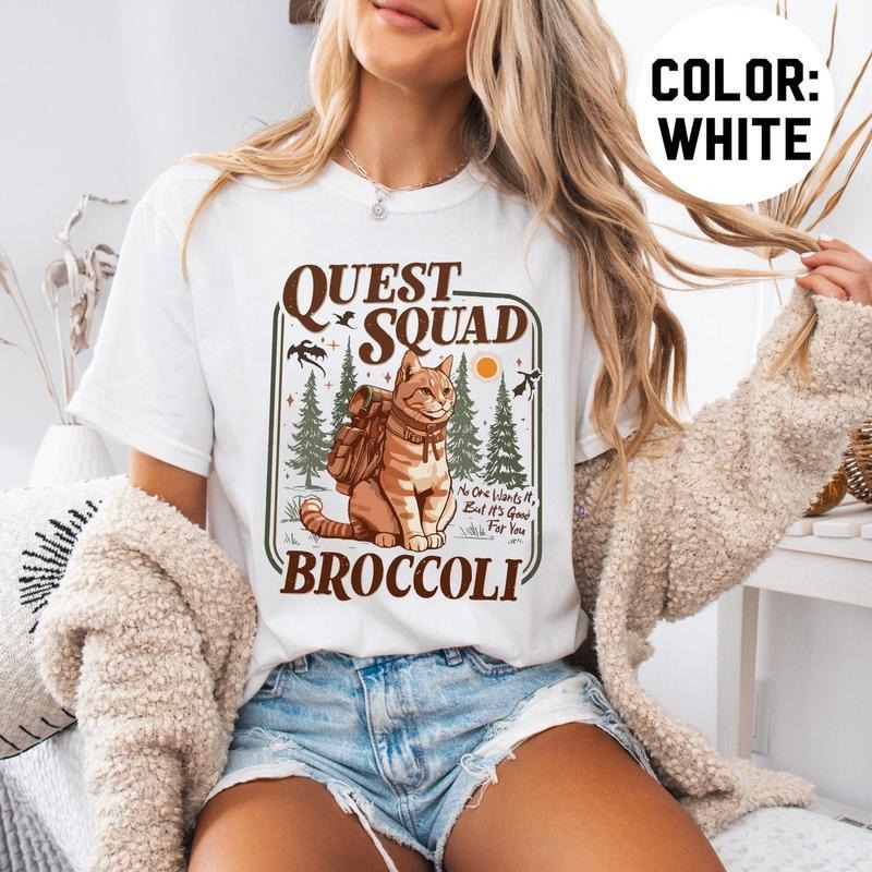 Broccoli Cat Shirt - Onyx Storm Quest Squad Tee - Ridoc Romantasy Fan Gift Hoodie, Sweatshirt | PodTeesHub.com