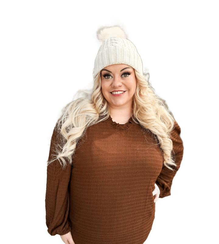 Brown Boho Textured V-Neck Top T-Shirts, Hoodie, Sweatshirt | PodTeesHub.com