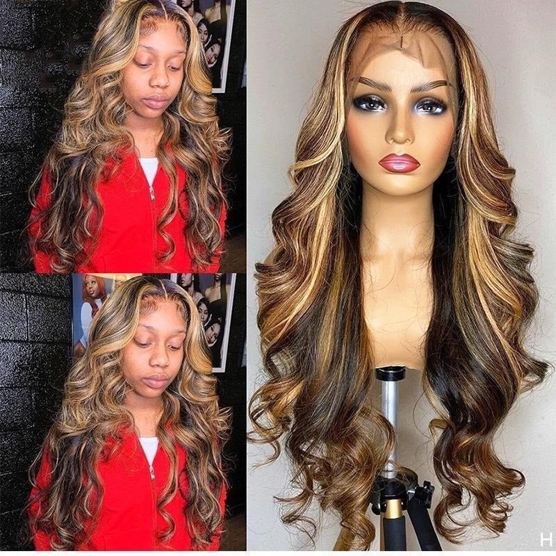 Brown Women's wigs Body Wave Lace Front Wigs Synthetic Artificial Hair Pre Plucked Transparent Lace Frontal Synthetic...