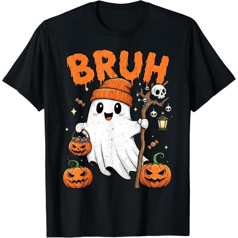 Bruh Funny Boo Pumpkin Funny Halloween Kids Boys T-Shirt Hoodie, Sweatshirt | PodTeesHub.com