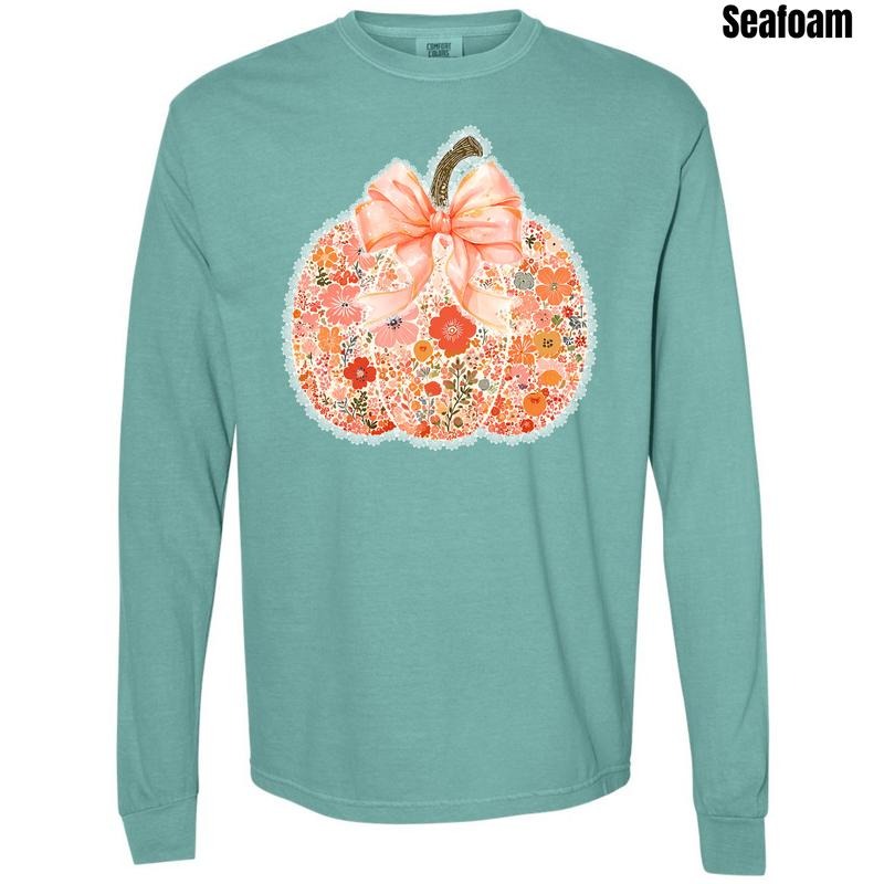 Buds & Blossoms Pumpkin Comfort Colors Long Sleeve T-Shirt 'NLB' Hoodie, Sweatshirt | PodTeesHub.com