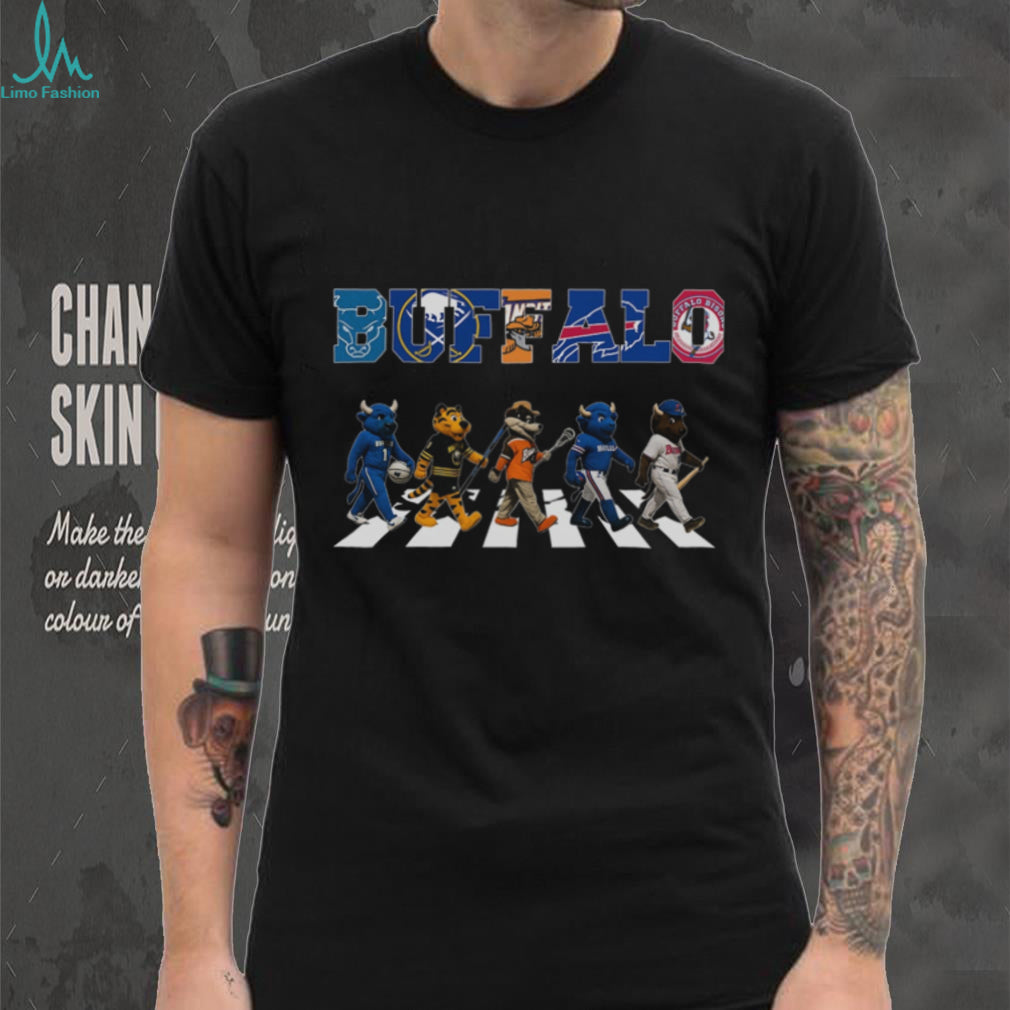 Buffalo Sports Teams Mascot Abbey Road Crossing Vintage Retro Style Fans Shirt