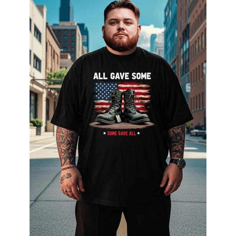 Burning ManAll Gave Some Some Gave All Graphic T-Shirt Funny Aesthetic Street Style Tee For Men 180g Plus Size Black...