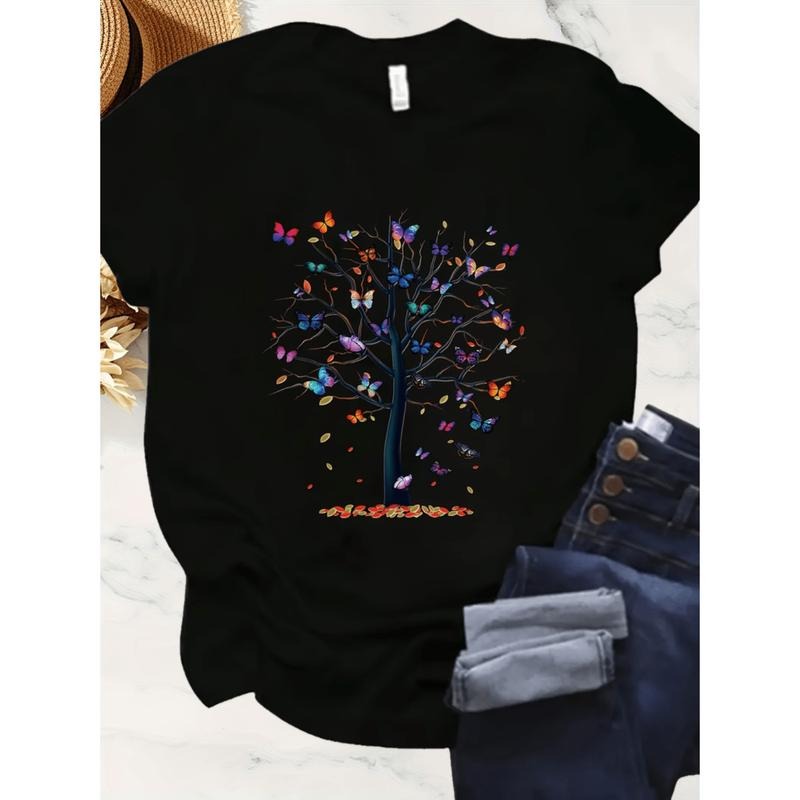 Burning ManBlack Short Sleeve Casual T Shirt For Women Fashion Basic Top Hoodie, Sweatshirt | PodTeesHub.com